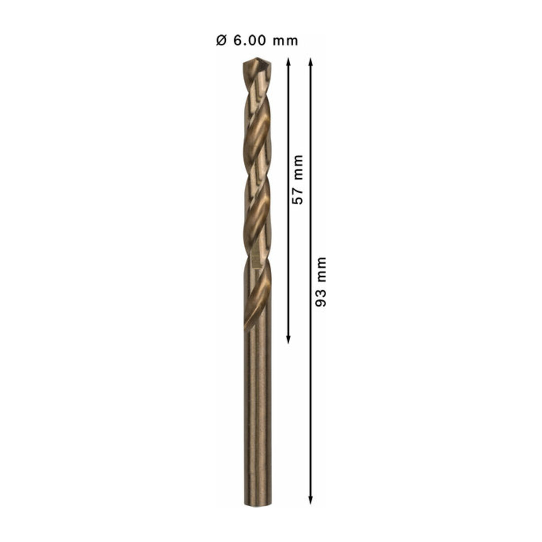 Bosch Metallbohrer HSS-Co, DIN 338, 6 x 57 x 93 mm