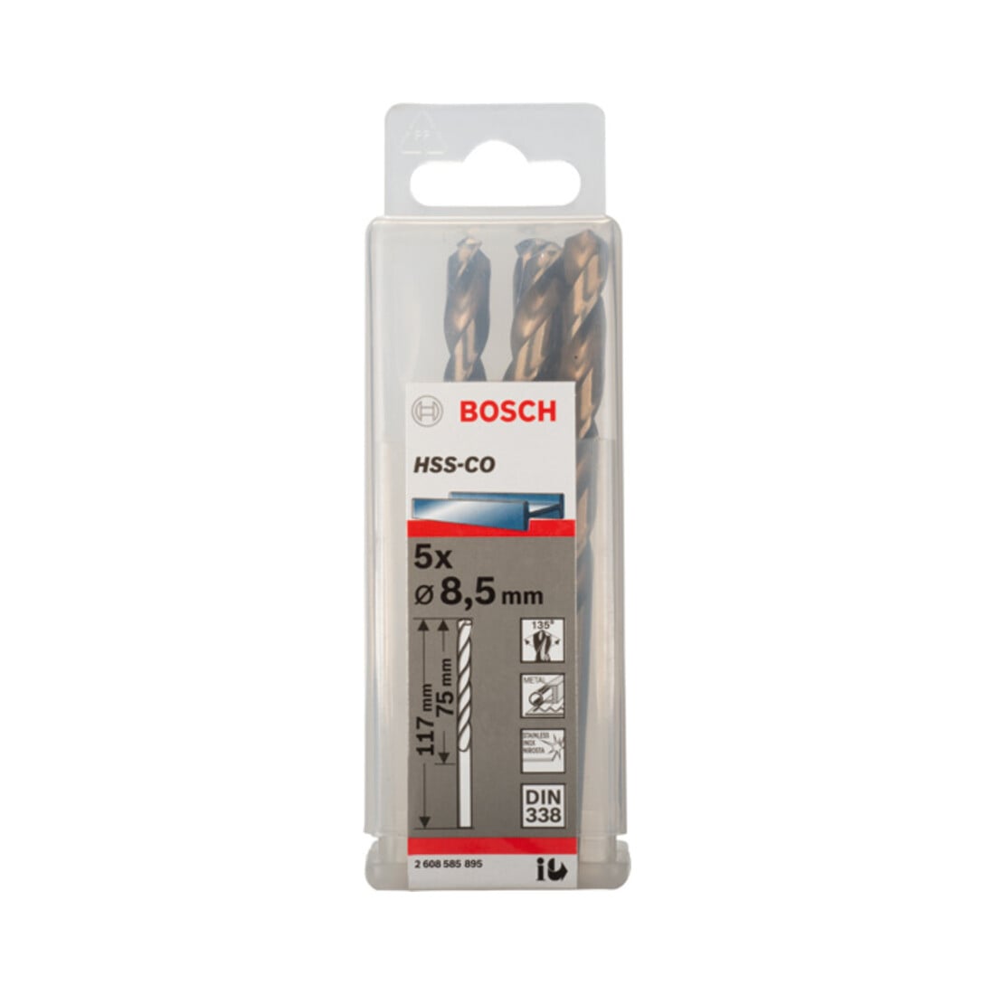 Bosch Metallbohrer HSS-Co DIN 338 8,5 x 75 x 117 mm