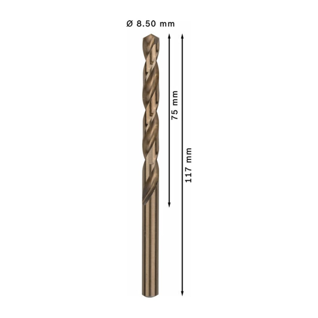 Bosch Metallbohrer HSS-Co DIN 338 8,5 x 75 x 117 mm