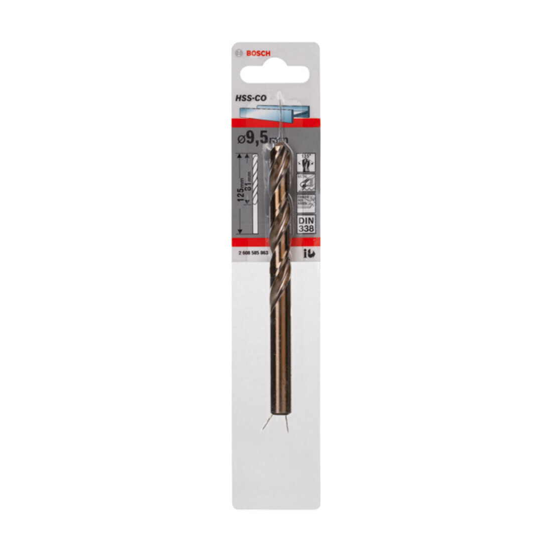 Bosch Metallbohrer HSS-Co, DIN 338, 9,5 x 81 x 125 mm
