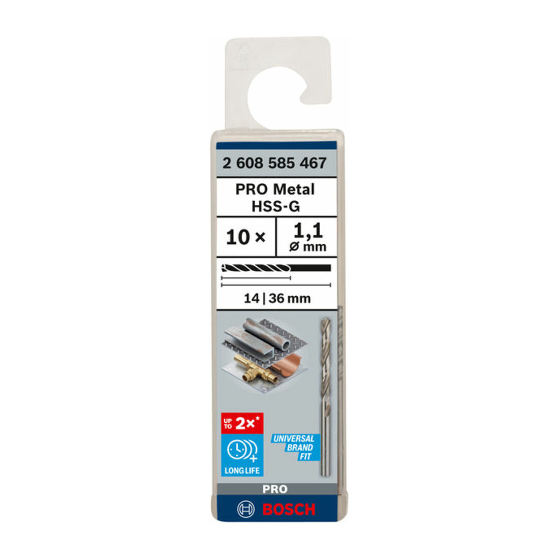 Bosch Metallbohrer HSS-G DIN 338 1,1 x 14 x 36 mm