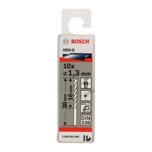 Bosch Metallbohrer HSS-G DIN 338 1,3 x 16 x 38 mm