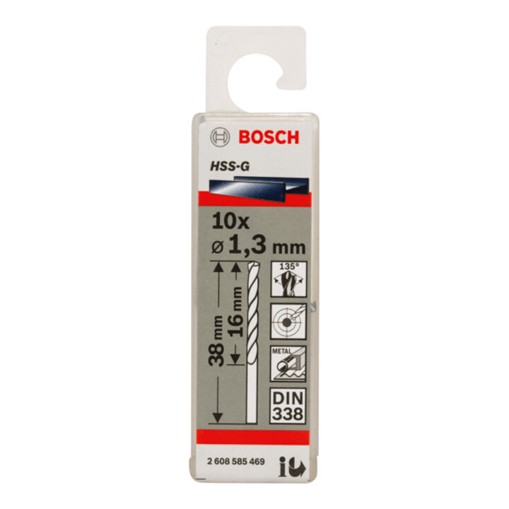 Bosch Metallbohrer HSS-G DIN 338 1,3 x 16 x 38 mm