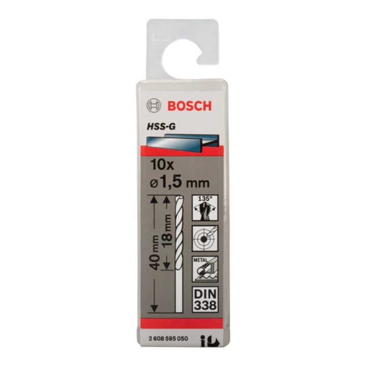 Bosch Metallbohrer HSS-G DIN 338 1,5 x 18 x 40 mm