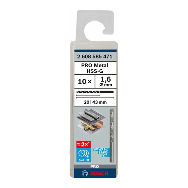 Bosch Metallbohrer HSS-G DIN 338 1,6 x 20 x 43 mm