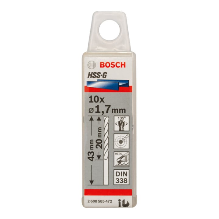 Bosch Metallbohrer HSS-G DIN 338 1,7 x 20 x 43 mm