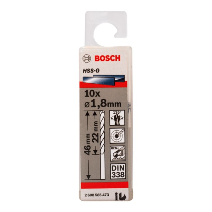 Bosch Metallbohrer HSS-G DIN 338 1,8 x 22 x 46 mm