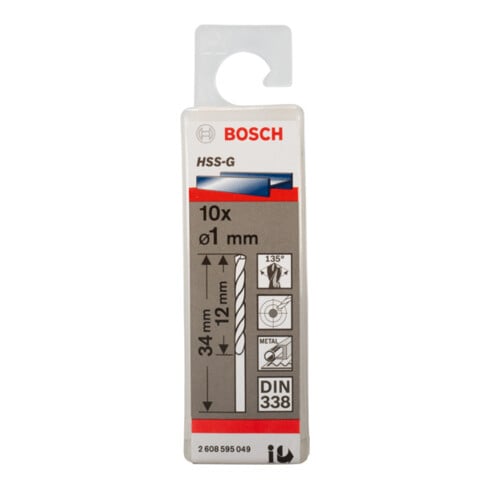 Bosch Metallbohrer HSS-G DIN 338 1 x 12 x 34 mm