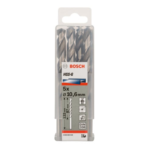 Bosch Metallbohrer HSS-G DIN 338 10,6 x 87 x 133 mm