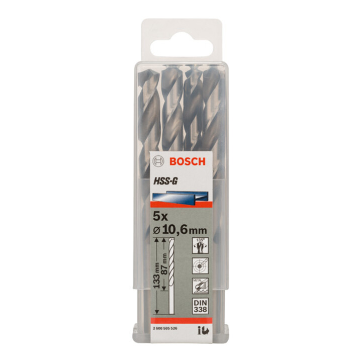 Bosch Metallbohrer HSS-G DIN 338 10,6 x 87 x 133 mm