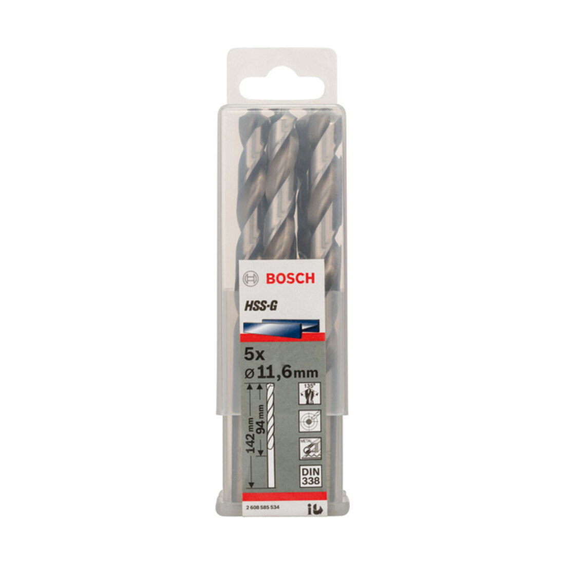 Bosch Metallbohrer HSS-G DIN 338 11,6 x 94 x 142 mm