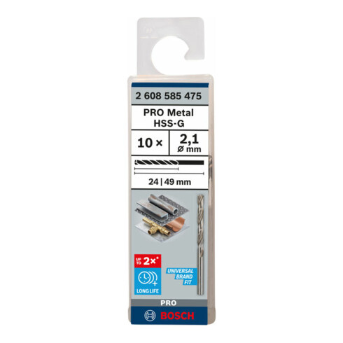 Bosch Metallbohrer HSS-G DIN 338 2,1 x 24 x 49 mm