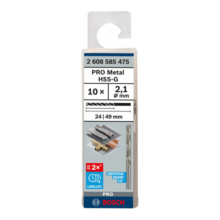 Bosch Metallbohrer HSS-G DIN 338 2,1 x 24 x 49 mm