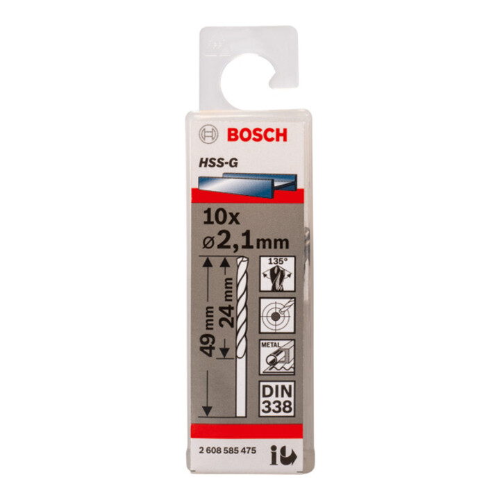 Bosch Metallbohrer HSS-G DIN 338 2,1 x 24 x 49 mm