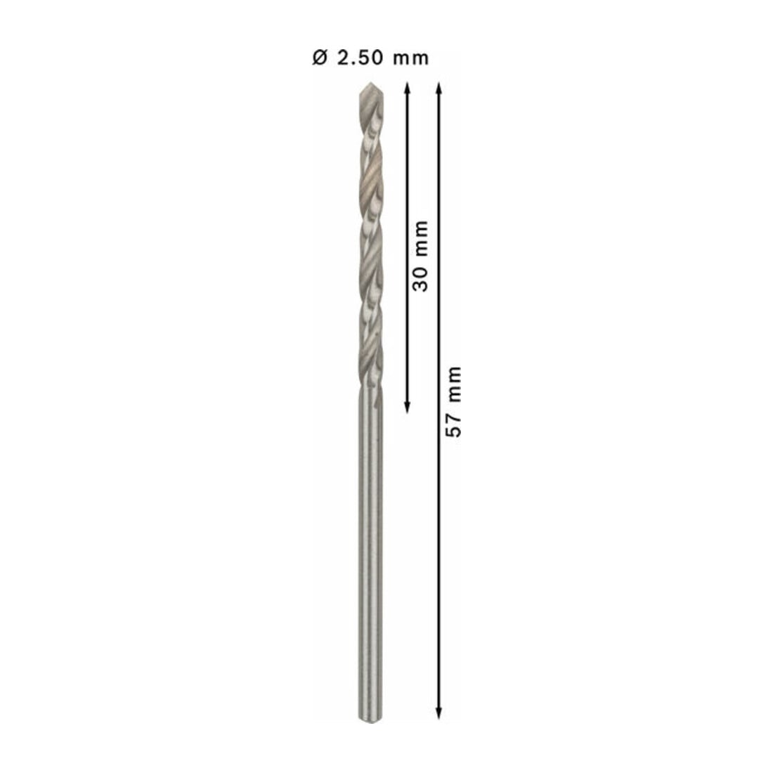 Bosch Metallbohrer HSS-G DIN 338 2,5 x 30 x 57 mm