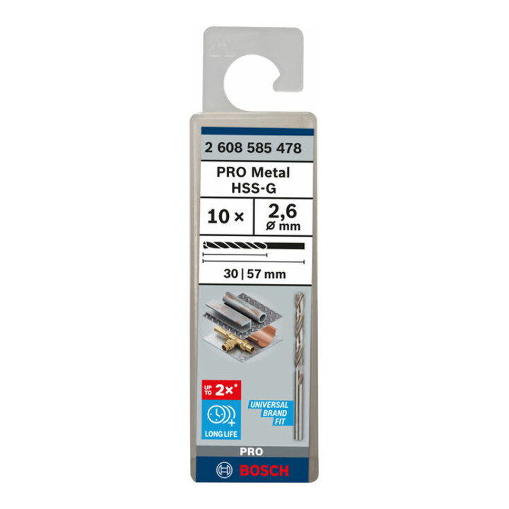Bosch Metallbohrer HSS-G DIN 338 2,6 x 30 x 57 mm