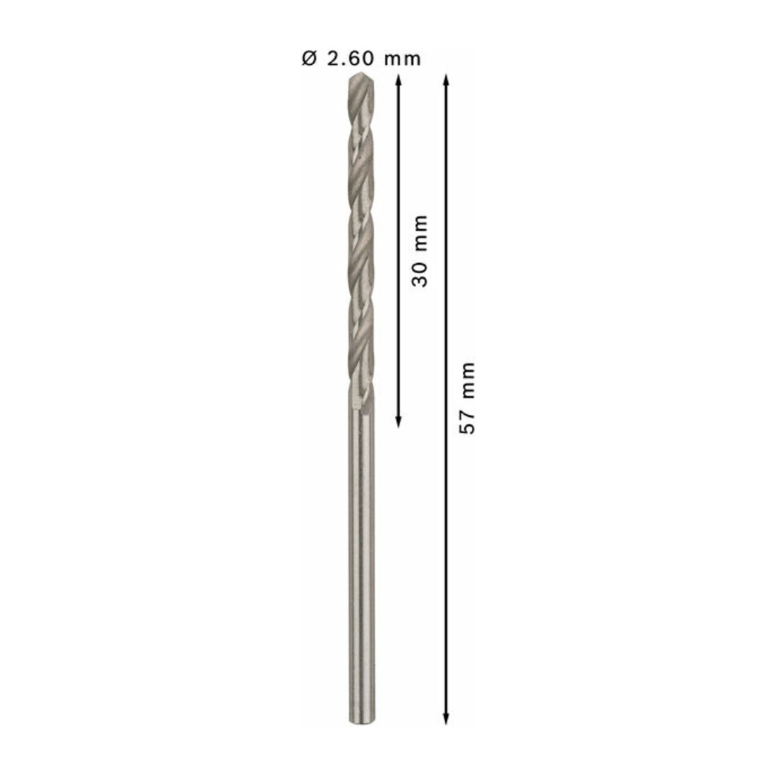 Bosch Metallbohrer HSS-G DIN 338 2,6 x 30 x 57 mm