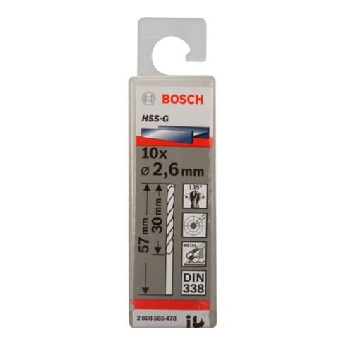 Bosch Metallbohrer HSS-G DIN 338 2,6 x 30 x 57 mm