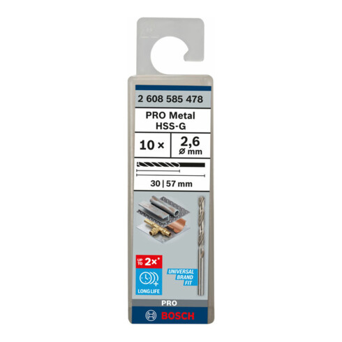 Bosch Metallbohrer HSS-G DIN 338 2,6 x 30 x 57 mm