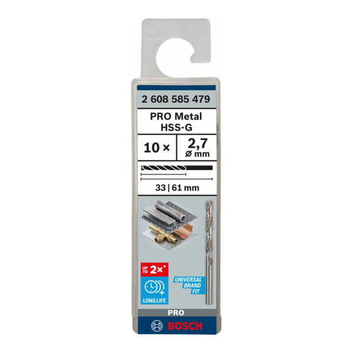 Bosch Metallbohrer HSS-G DIN 338 2,7 x 33 x 61 mm