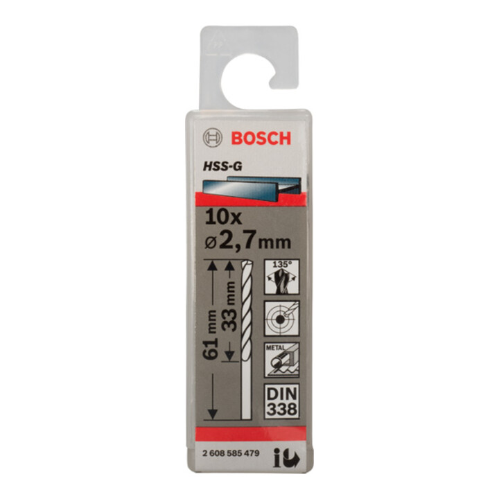 Bosch Metallbohrer HSS-G DIN 338 2,7 x 33 x 61 mm