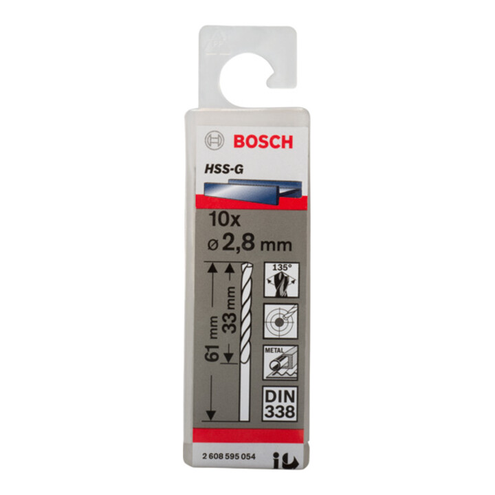 Bosch Metallbohrer HSS-G DIN 338 2,8 x 33 x 61 mm