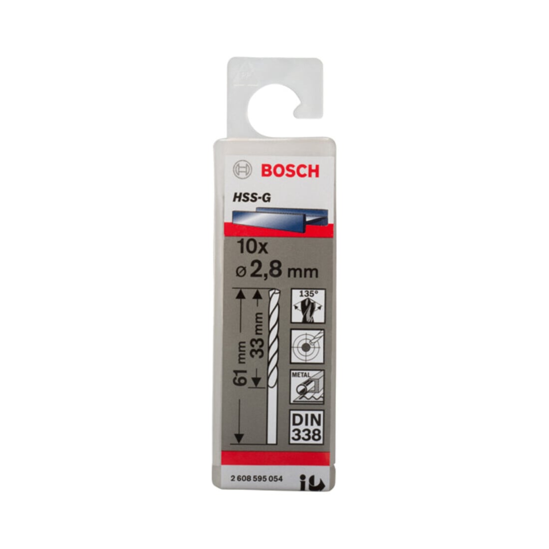 Bosch Metallbohrer HSS-G DIN 338 2,8 x 33 x 61 mm