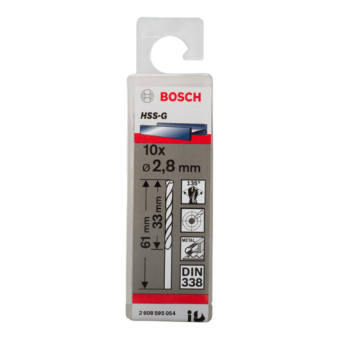 Bosch Metallbohrer HSS-G DIN 338 2,8 x 33 x 61 mm