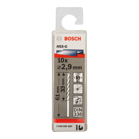 Bosch Metallbohrer HSS-G DIN 338 2,9 x 33 x 61 mm