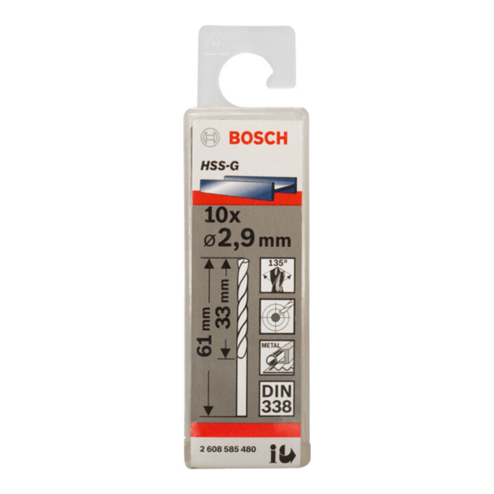 Bosch Metallbohrer HSS-G DIN 338 2,9 x 33 x 61 mm