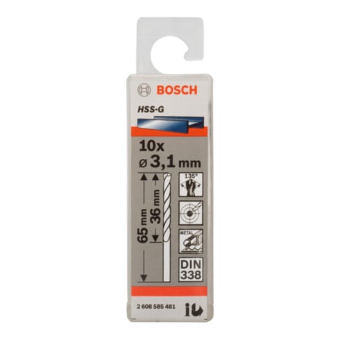 Bosch Metallbohrer HSS-G DIN 338 3,1 x 36 x 65 mm