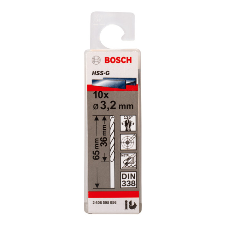 Bosch Metallbohrer HSS-G DIN 338 3,2 x 36 x 65 mm