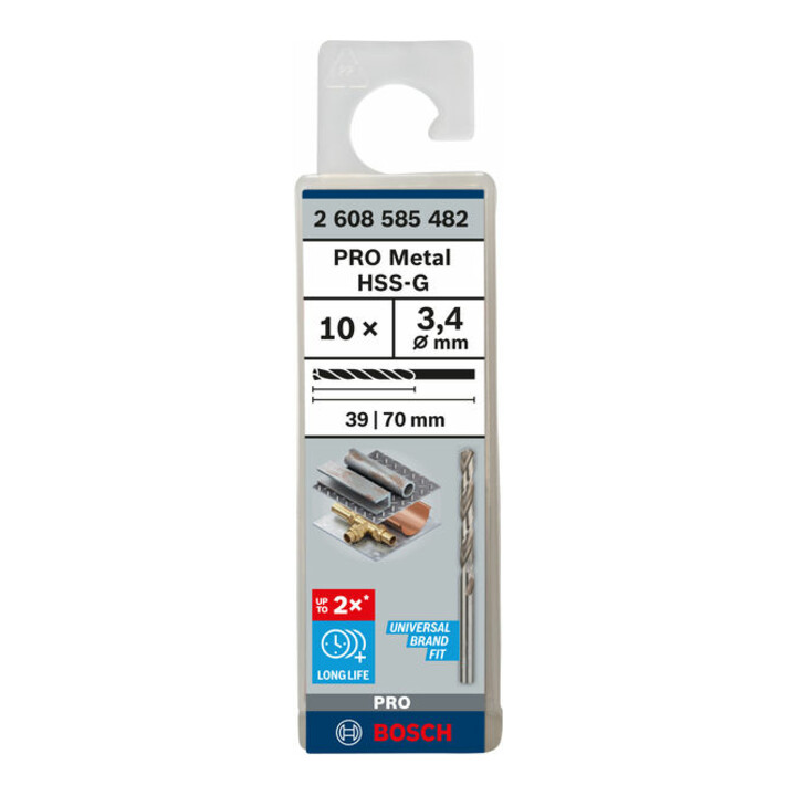 Bosch Metallbohrer HSS-G DIN 338 3,4 x 39 x 70 mm
