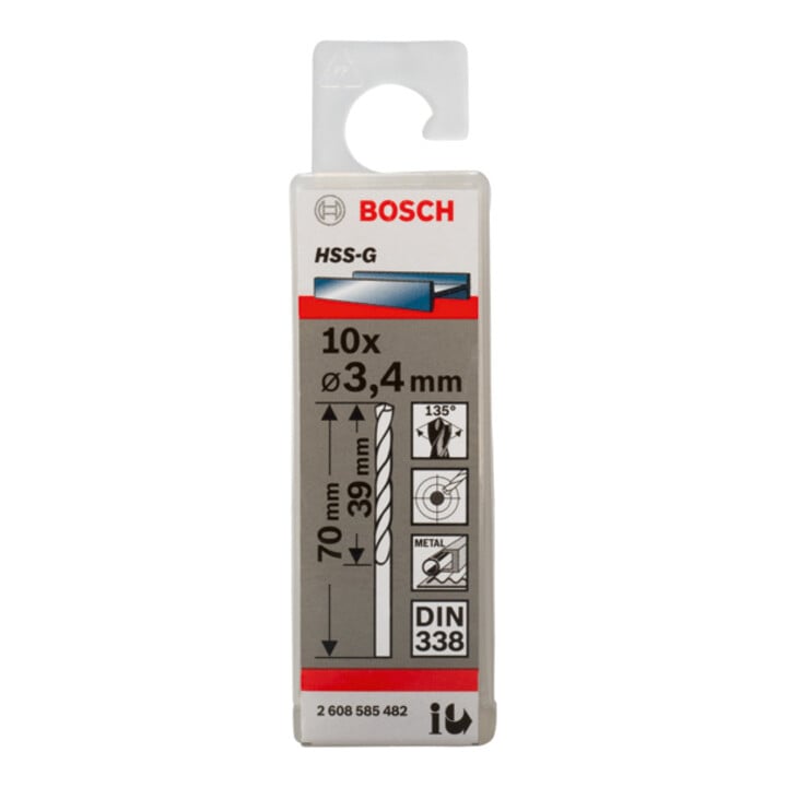 Bosch Metallbohrer HSS-G DIN 338 3,4 x 39 x 70 mm