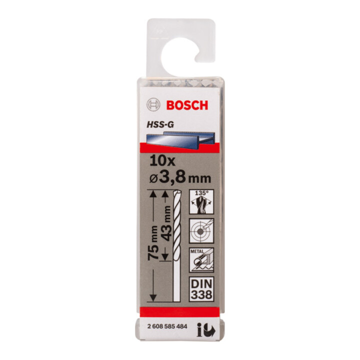 Bosch Metallbohrer HSS-G DIN 338 3,8 x 43 x 75 mm