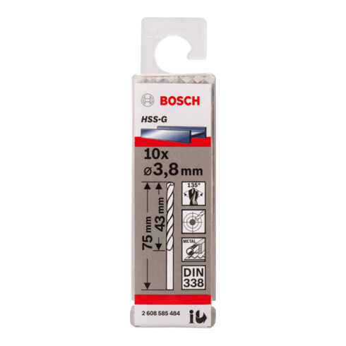 Bosch Metallbohrer HSS-G DIN 338 3,8 x 43 x 75 mm