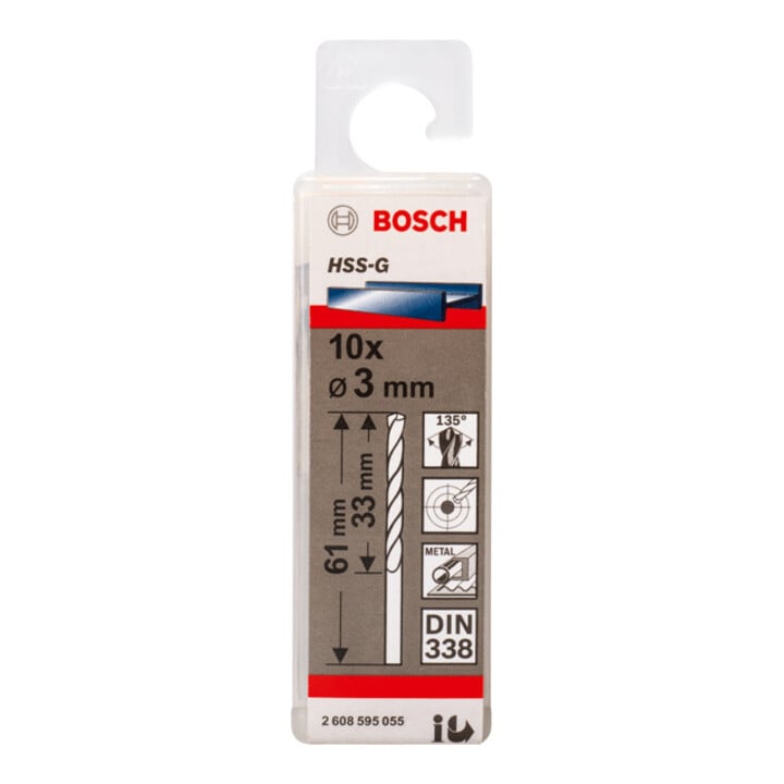 Bosch Metallbohrer HSS-G DIN 338 3 x 33 x 61 mm