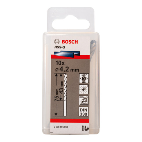 Bosch Metallbohrer HSS-G, DIN 338, 4,2 x 43 x 75 mm