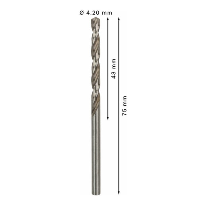 Bosch Metallbohrer HSS-G, DIN 338, 4,2 x 43 x 75 mm