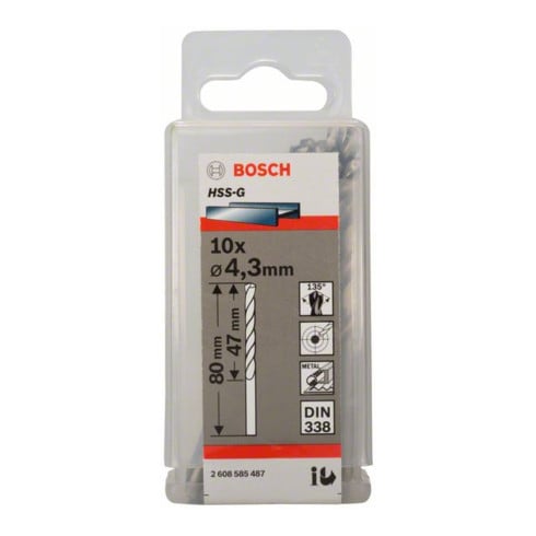 Bosch Metallbohrer HSS-G, DIN 338, 4,3 x 47 x 80 mm