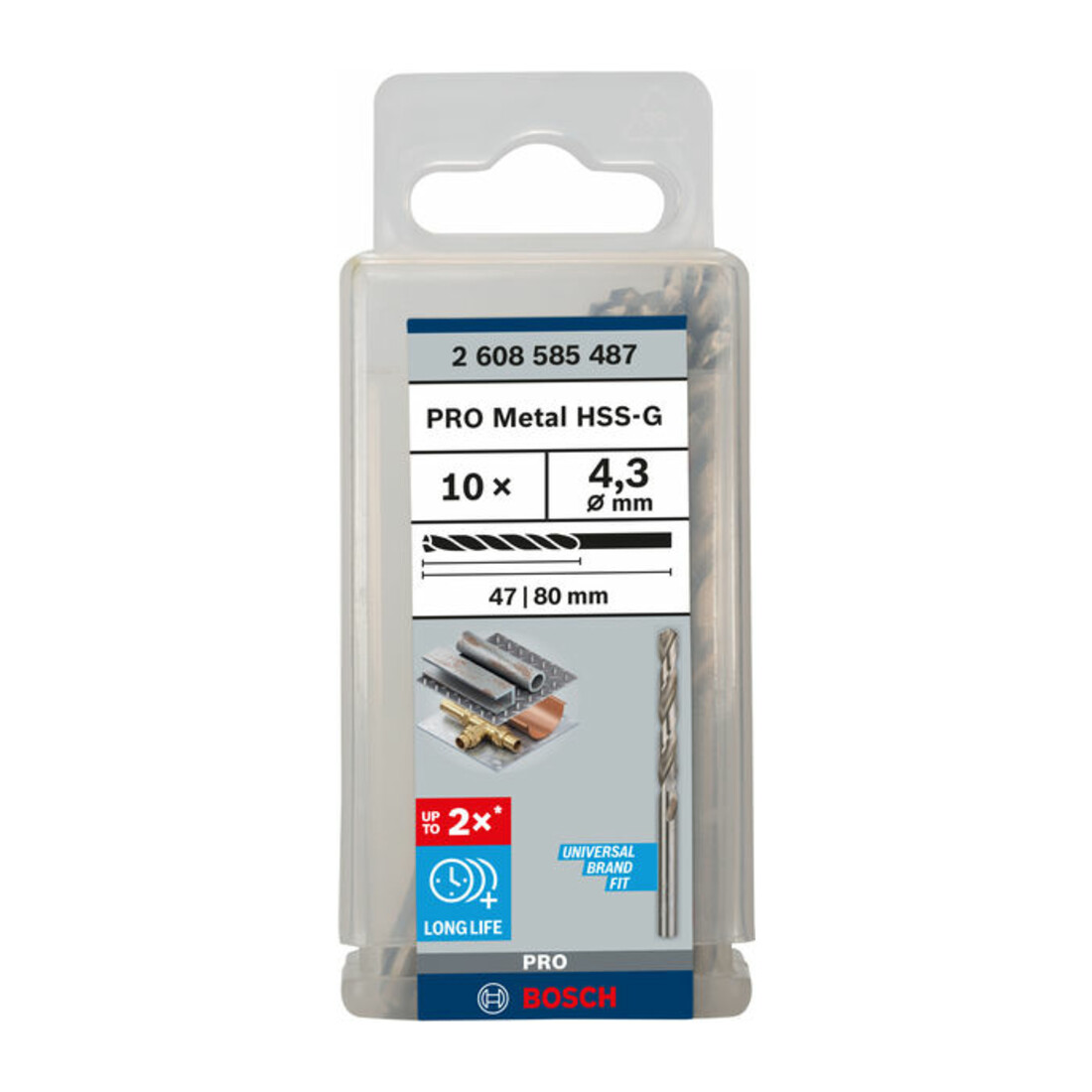Bosch Metallbohrer HSS-G, DIN 338, 4,3 x 47 x 80 mm