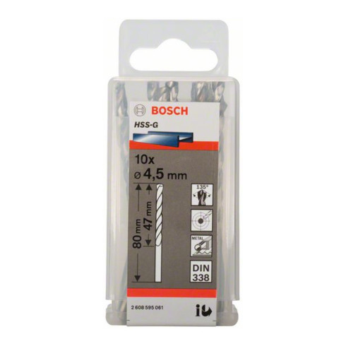Bosch Metallbohrer HSS-G, DIN 338, 4,5 x 47 x 80 mm