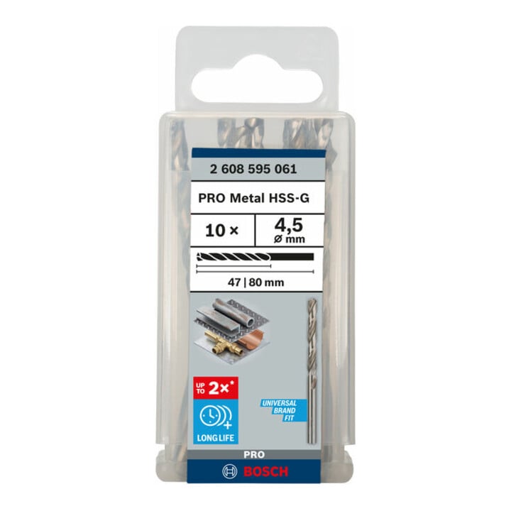 Bosch Metallbohrer HSS-G, DIN 338, 4,5 x 47 x 80 mm