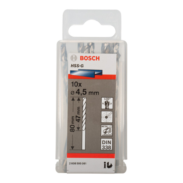 Bosch Metallbohrer HSS-G, DIN 338, 4,5 x 47 x 80 mm