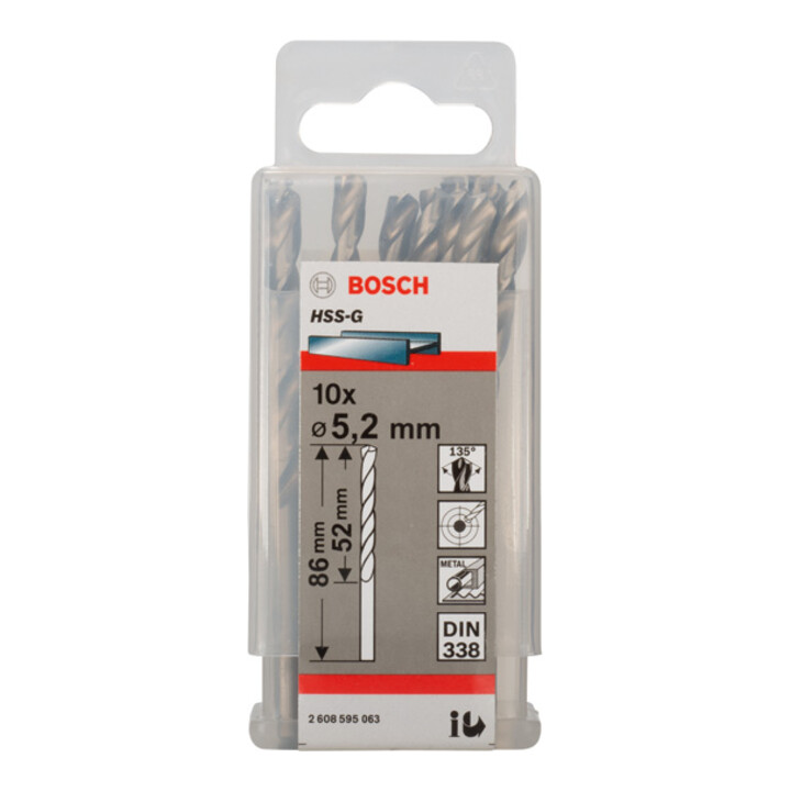 Bosch Metallbohrer HSS-G, DIN 338, 5,2 x 52 x 86 mm