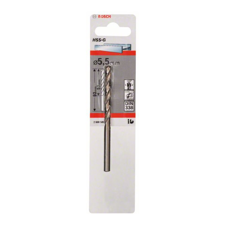 Bosch Metallbohrer HSS-G, DIN 338, 5,5 x 57 x 93 mm
