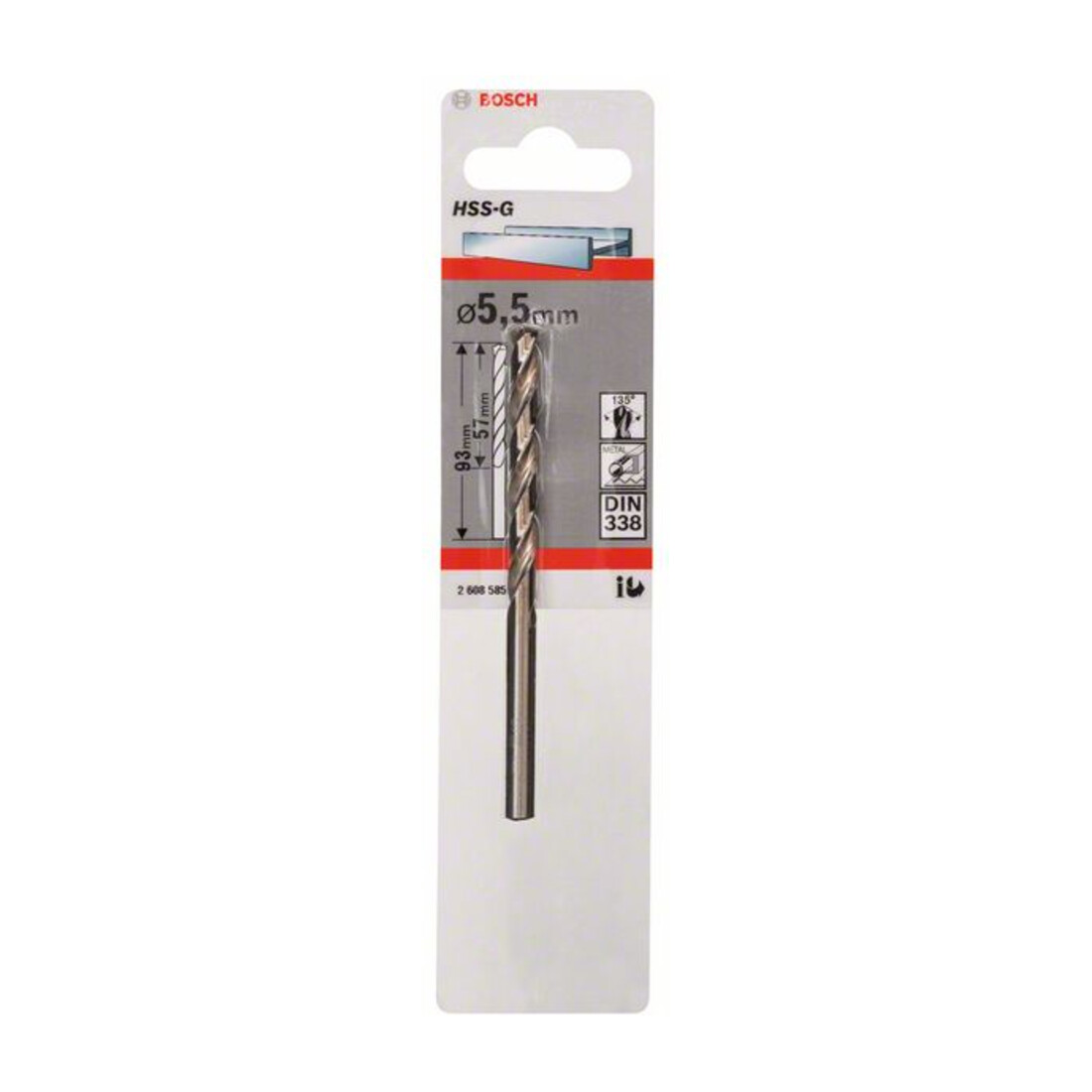Bosch Metallbohrer HSS-G, DIN 338, 5,5 x 57 x 93 mm
