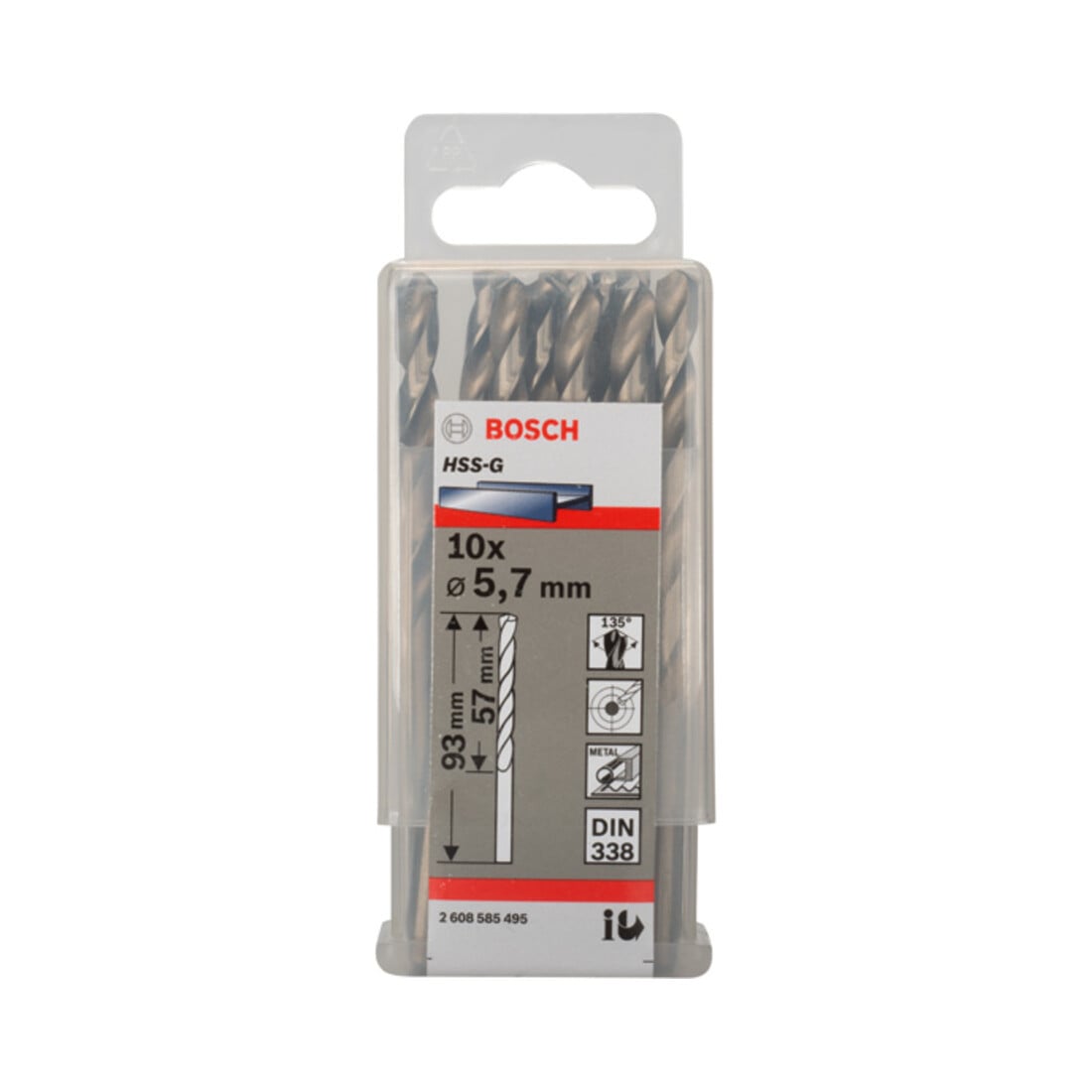 Bosch Metallbohrer HSS-G DIN 338 5,7 x 57 x 93 mm