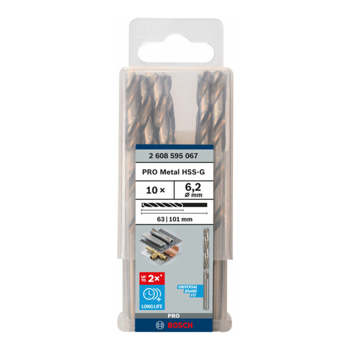 Bosch Metallbohrer HSS-G DIN 338 6,2 x 63 x 101 mm