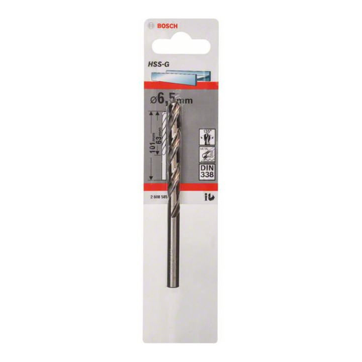 Bosch Metallbohrer HSS-G, DIN 338, 6,5 x 63 x 101 mm